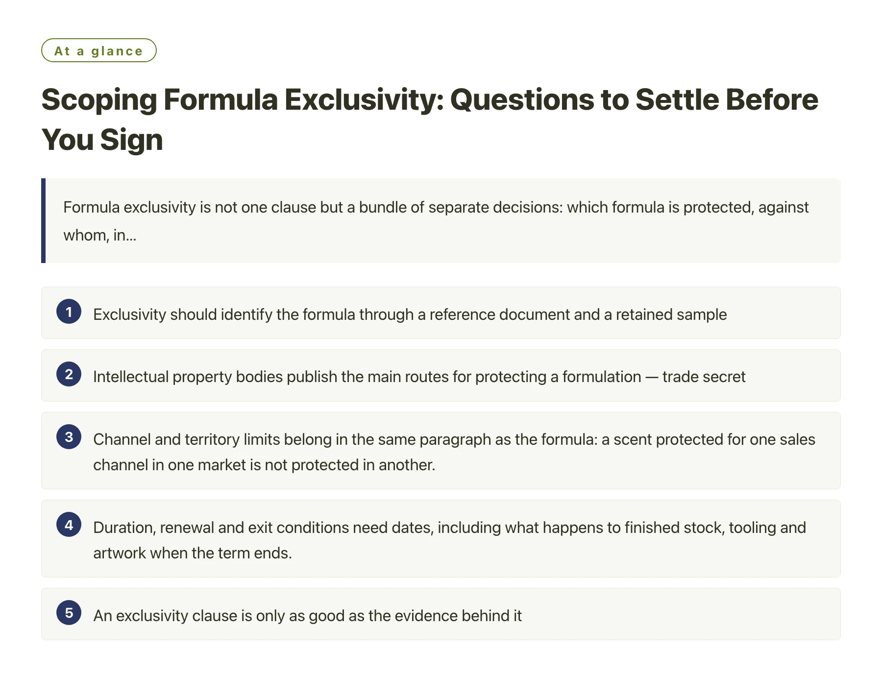 Scoping Formula Exclusivity: Questions to Settle Before You Sign——全文要点速览